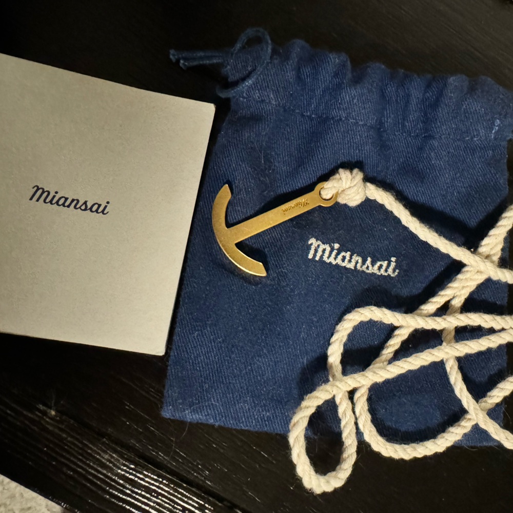 Miansai white rope bracelet with gold anchor